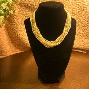 Vintage? 10-strand faux fresh water pearl necklace, silver tone rose bar closure